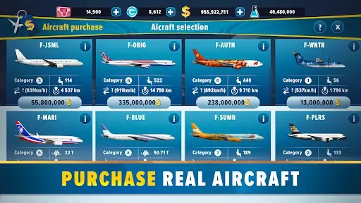 Types of aircraft in-game.