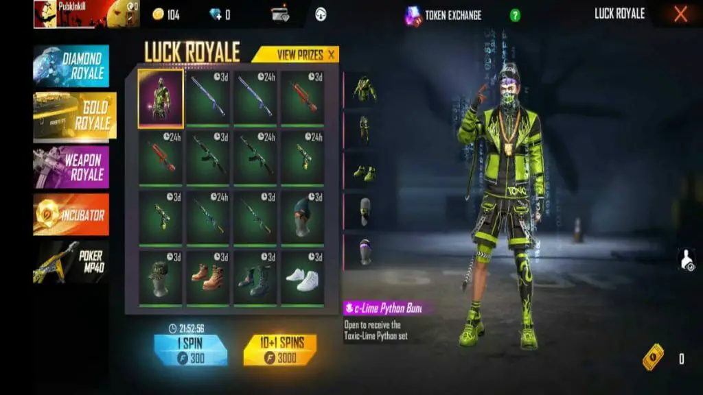 Gold Royale Free Bundles In Free Fire