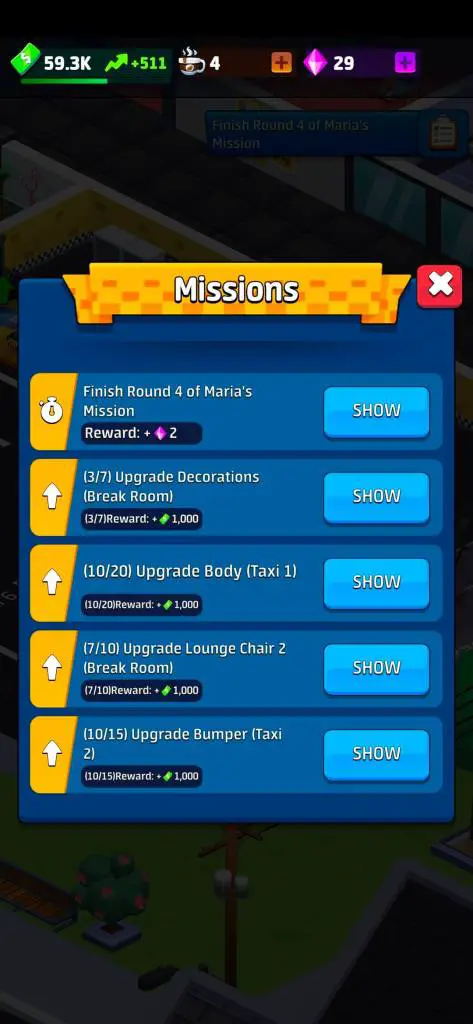 Idle Taxi Tycoon missions