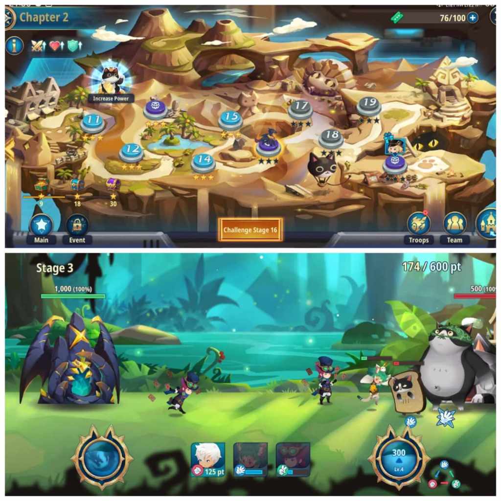 Map and Gameplay of Giant Monster War.